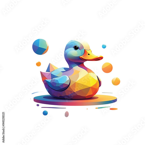 Geometric Duck Illustration – Colorful Low Poly Waterfowl Vector Art