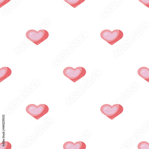 Seamless Pink Heart Pattern, seamless background. Valentine's day with colorful hearts. Endless ornament with beautiful hearts for Valentine's Day