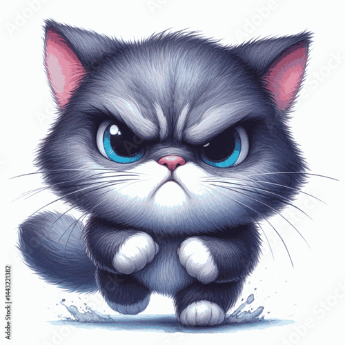 Stormy Whiskers cat angry isolated watercolor vector illustration svg 