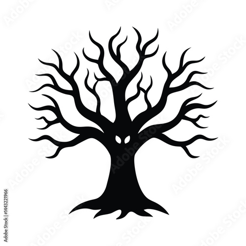 haunted tree icon silhouette vector illustration