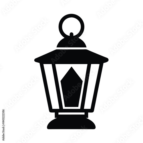 lantern stencil icon silhouette vector illustration