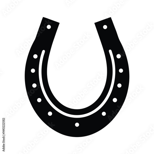 lucky horseshoe icon silhouette vector illustration