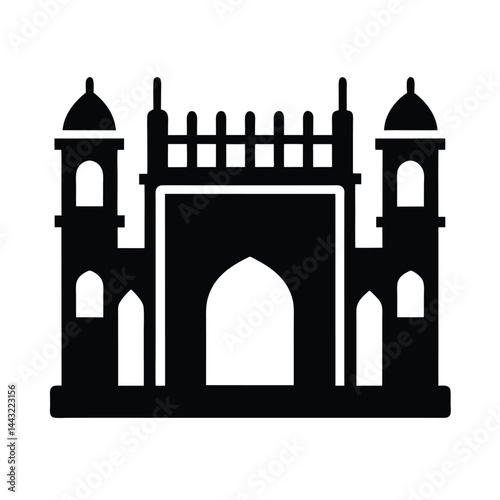 palace gate stencil icon silhouette vector illustration