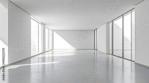 Bright modern office space in minimalist design urban environment interior photography