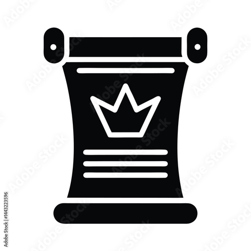 royal decree scroll stencil icon silhouette vector illustration