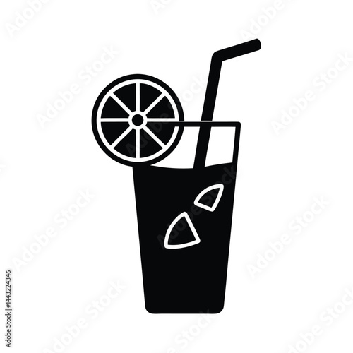 summer lemonade drink icon silhouette vector illustration