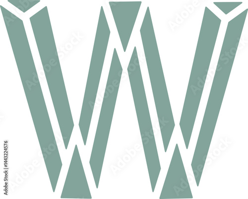 vector illustration of a geometric gem stone letter W