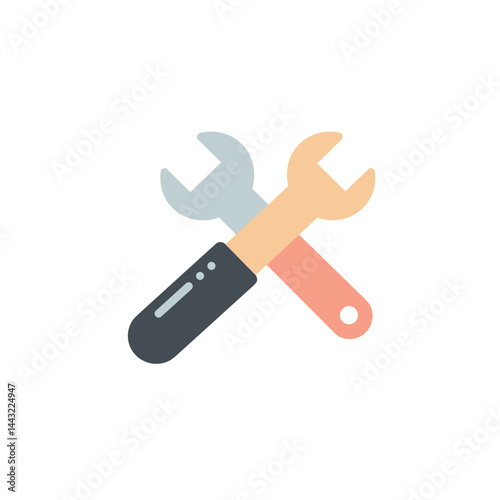 Crossed wrenches in a colorful design on a white background for repair concept