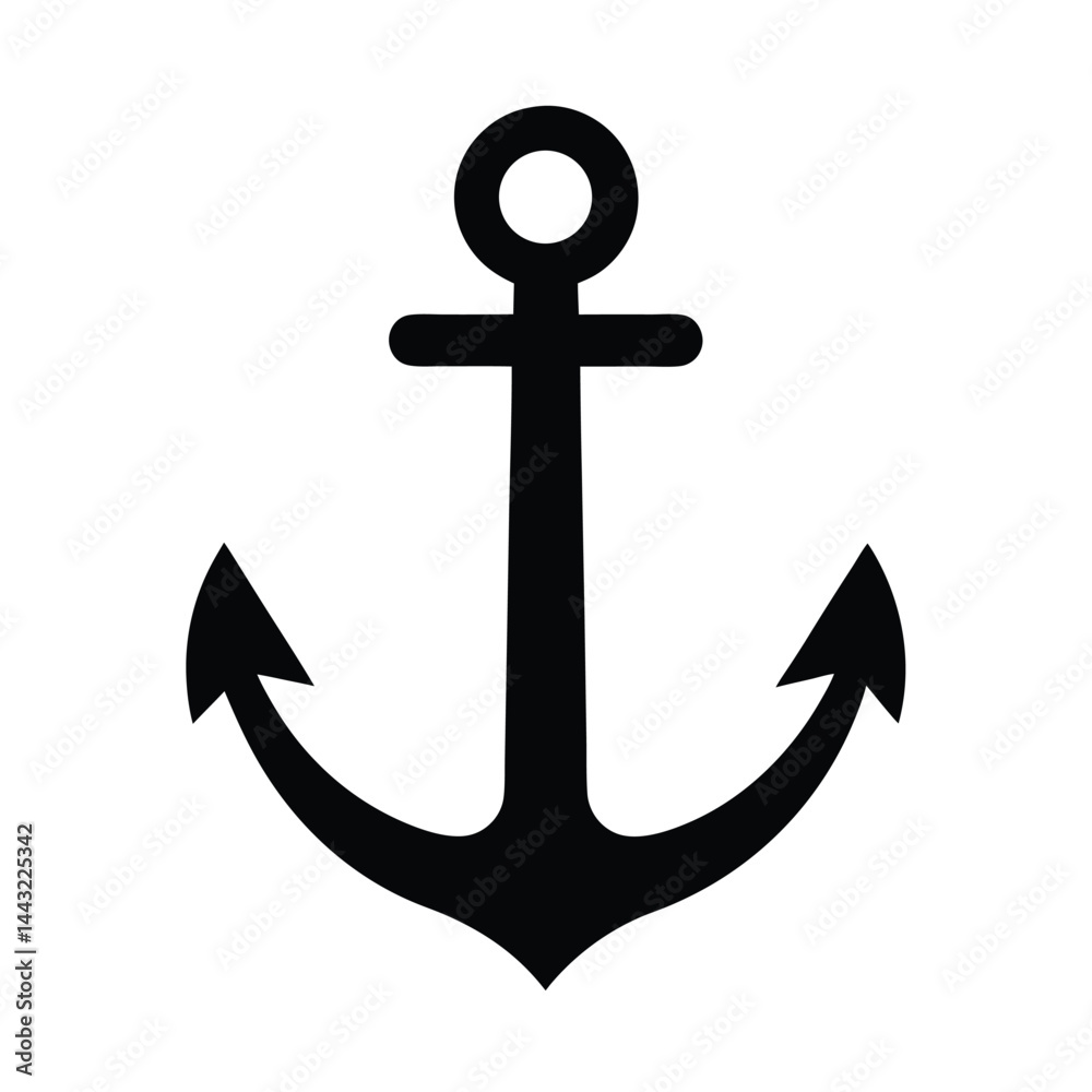 anchor stencil icon silhouette vector illustration