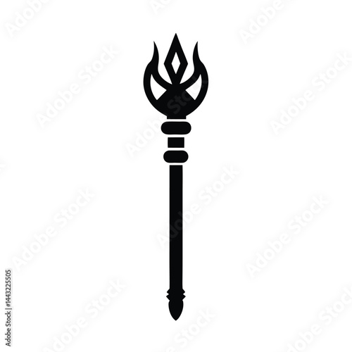 ancient scepter stencil icon silhouette vector illustration
