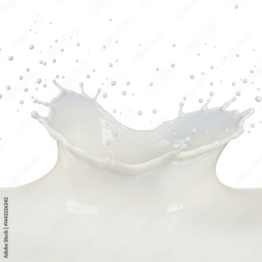 Milk splash with droplets isolated on white background Milk splash with droplets isolated on white background