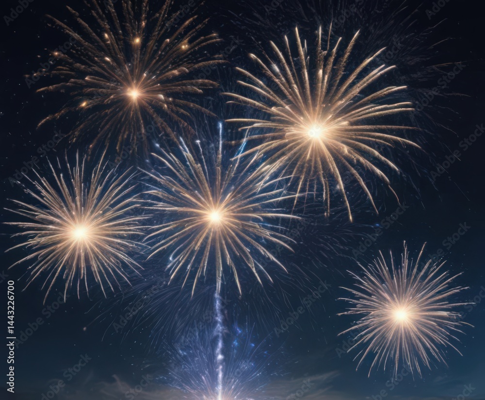 Vibrant blue fireworks burst against a starlit night sky , astronomy, light, night sky Vibrant blue fireworks burst against a starlit night sky , astronomy, light, night sky