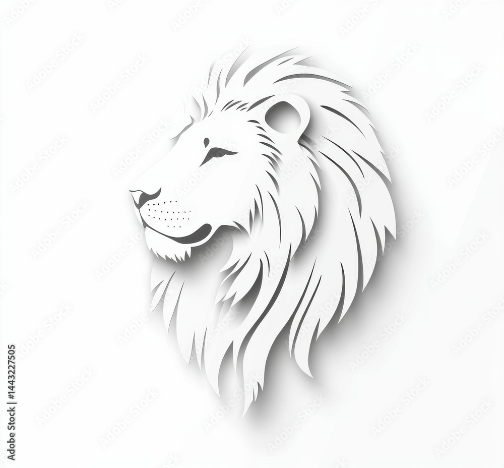 Obraz premium The paper cut style blends bold shapes and refined mane detailing, giving the lions a sleek, elegant presence in a flat yet dimensional format.