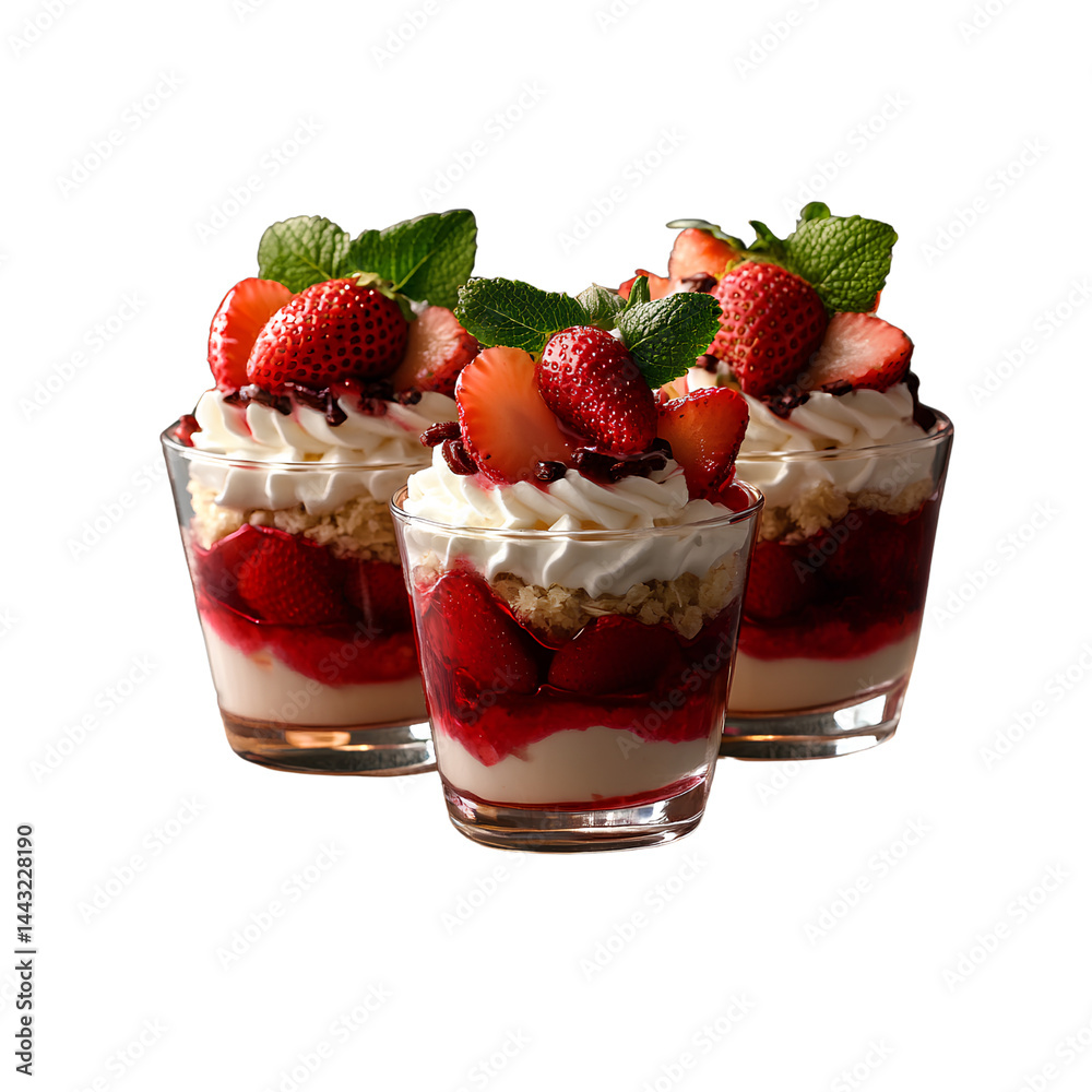 2 ice cream sundae glasses with chocolate and fruit transparent background PNG 2 ice cream sundae glasses with chocolate and fruit transparent background PNG