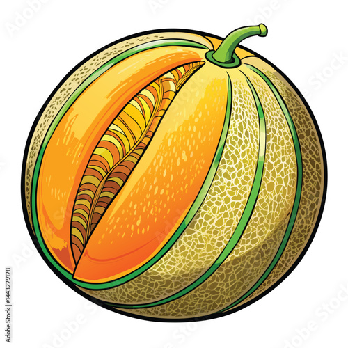 Cantaloupe fruit illustration