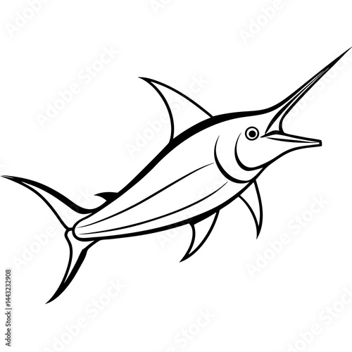 Sleek Marlin Line Art Vector