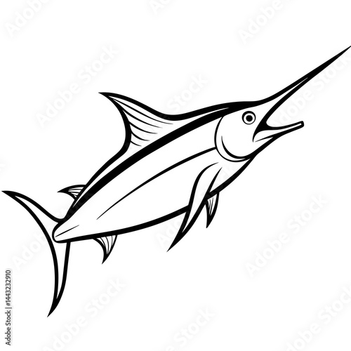 Sleek Marlin Line Art Vector