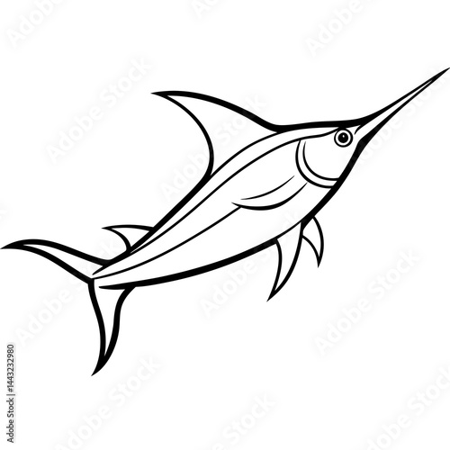 Sleek Marlin Line Art Vector