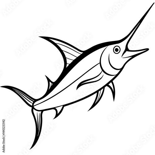 Sleek Marlin Line Art Vector