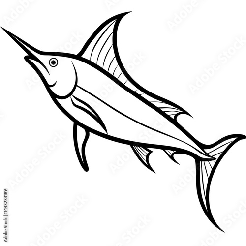 Sleek Marlin Line Art Vector