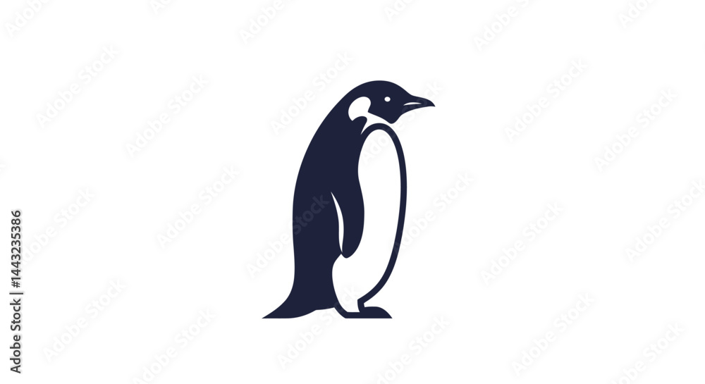 Naklejka premium Abstract Dark Shape with Smooth Curves on White Background