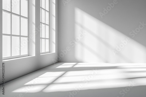 Sunlight in Empty White Room.