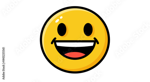 Cheerful Cartoon Smiley Face with Wide Open Mouth