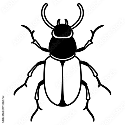 Simple Dung Beetle Line Art Illustration