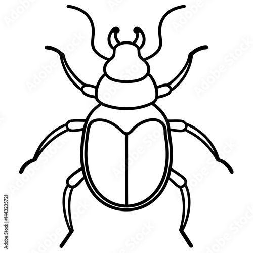 Simple Dung Beetle Line Art Illustration
