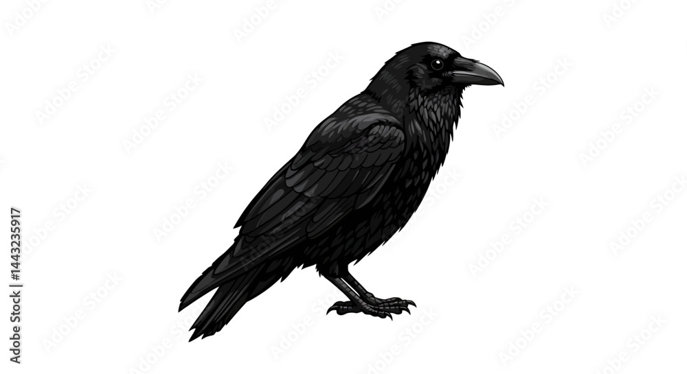 Fototapeta premium Ravens Wing Detailed Illustration of Black Feathers