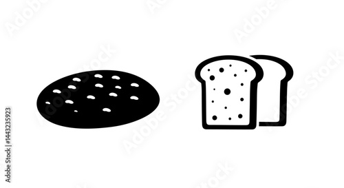 Simple Black and White Illustration of a Round Baked Good