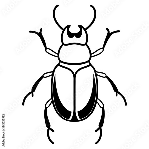 Simple Dung Beetle Line Art Illustration
