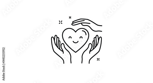 Simple Black Line Art of Two Open Hands