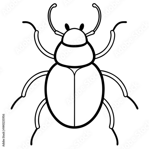 Simple Dung Beetle Line Art Illustration