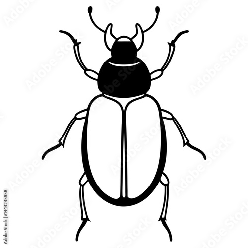 Simple Dung Beetle Line Art Illustration