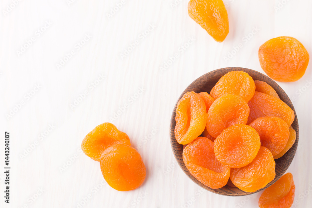 Dried apricots in a bowl. Dried fruits. 