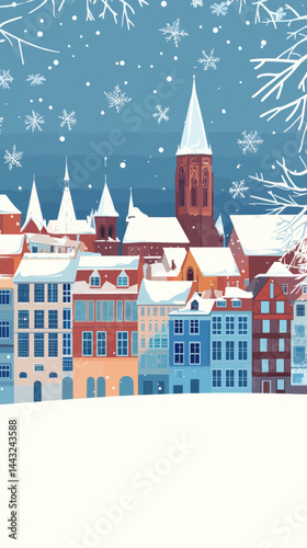 Strasbourg Winter Wonderland Poster: Vintage Christmas in Alsace with Iconic Landmarks