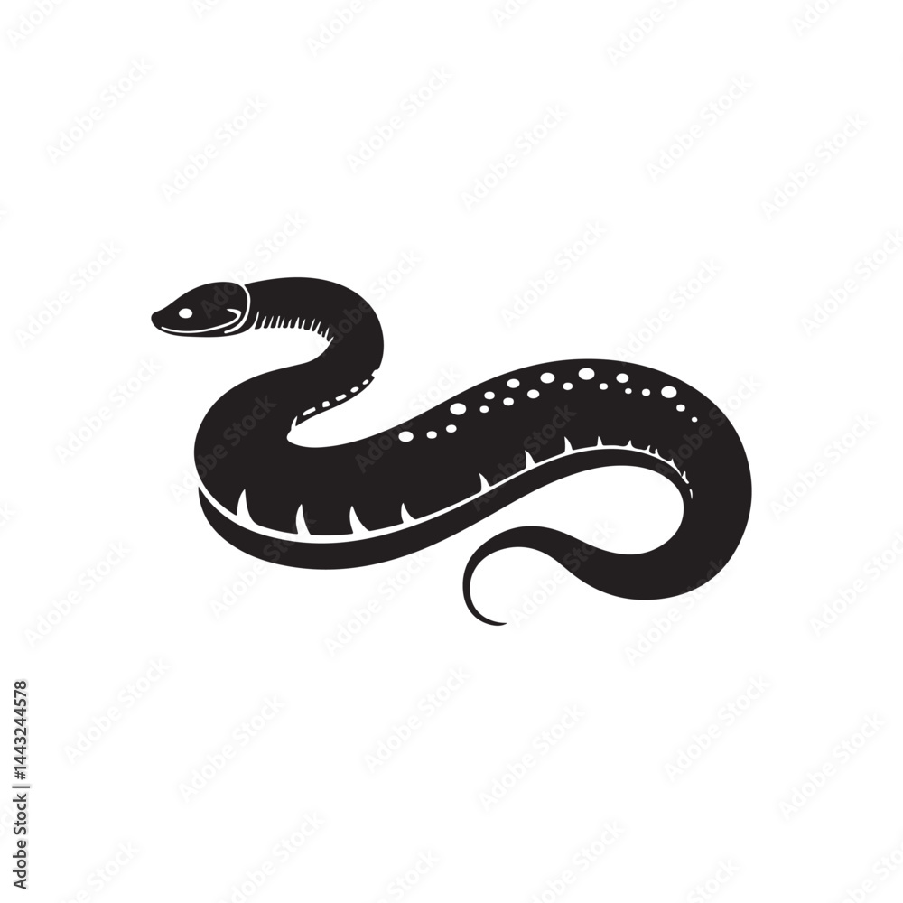 Fototapeta premium Black silhouette anaconda snack icon.
