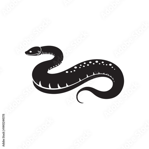 Black silhouette anaconda snack icon.