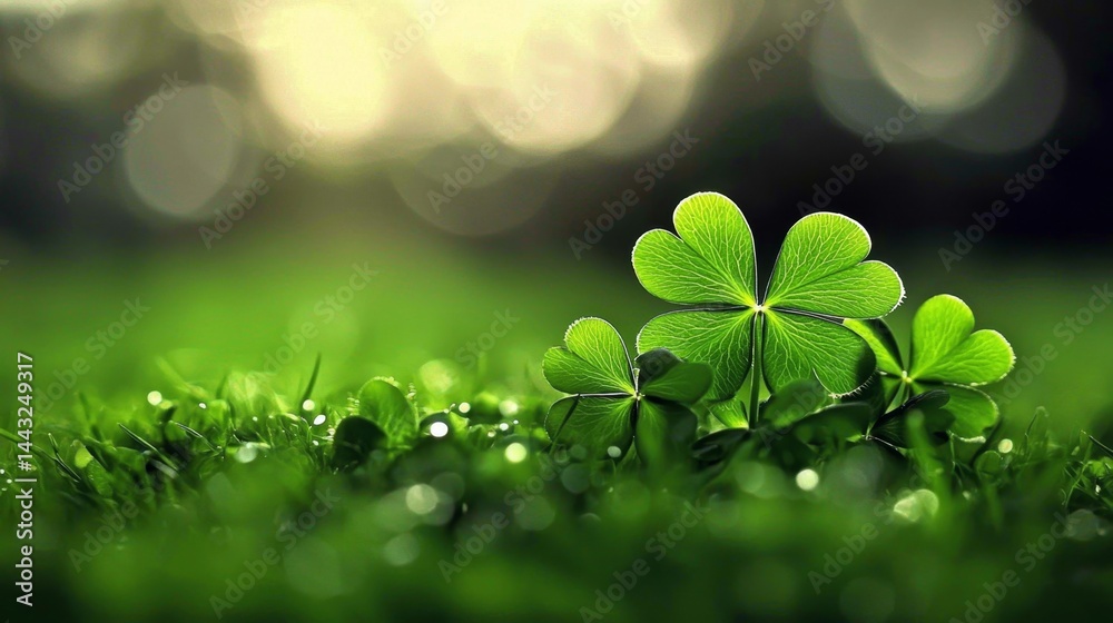 The vibrant green clover stands out against a natural backdrop. The vibrant green clover stands out against a natural backdrop.