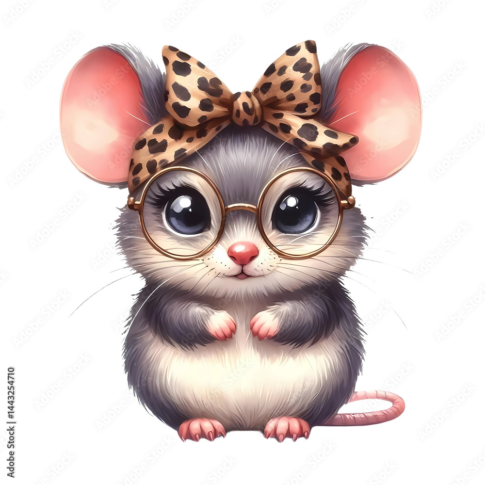 Fototapeta premium Kawaii mouse character embracing transference in a whimsical environment adorable animal illustration
