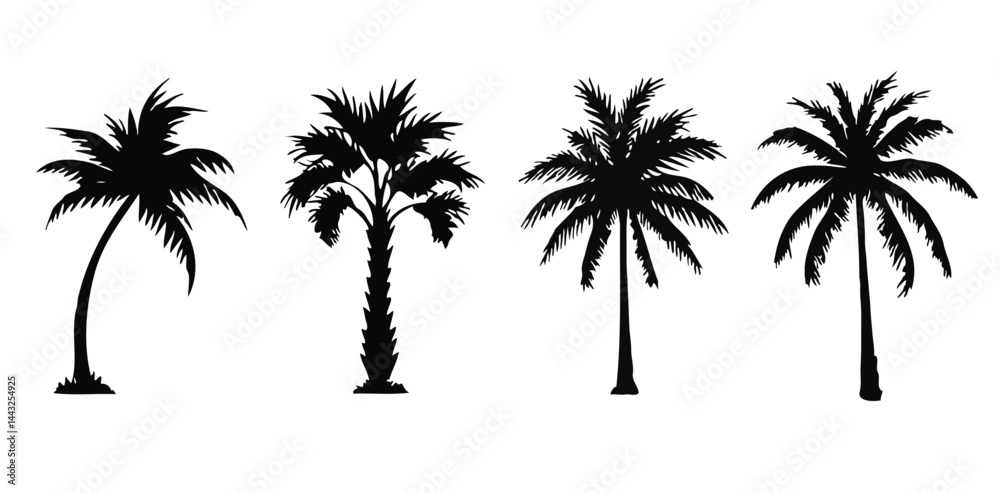 set of palm trees silhouette vector set of palm trees silhouette vector