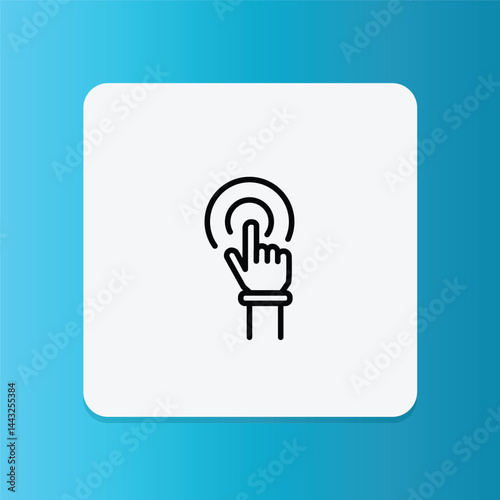 Finger clicking a UI button, representing UX-focused copywriting.