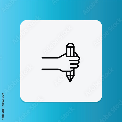 Icon of a hand holding a pen, representing writing or editing.