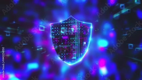 Digital cyber shield. Computer generated 3d render