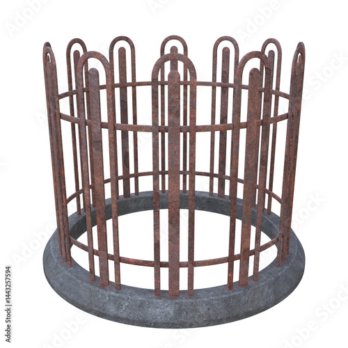 Rusty Tree Guard, 3d illustration isolated on white background