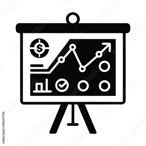 Simple strategy board with finance icons on white background