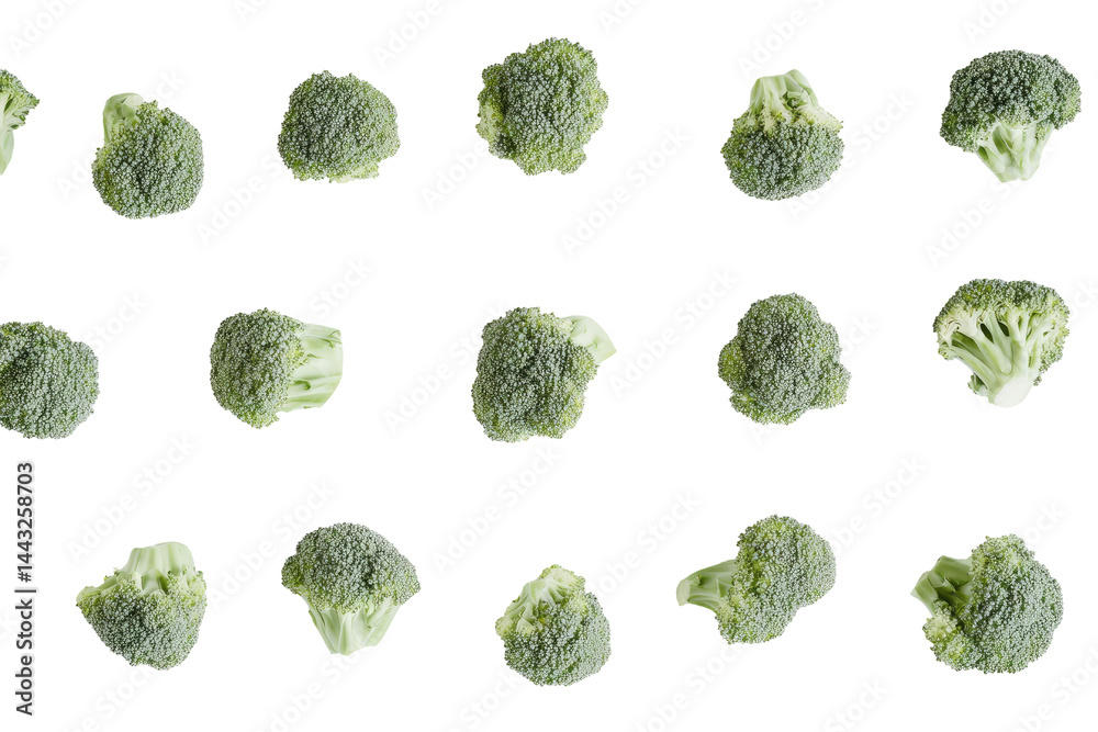 Fresh Broccoli Florets on White Background for Healthy Cooking and Nutrition on transparent background Fresh Broccoli Florets on White Background for Healthy Cooking and Nutrition on transparent background