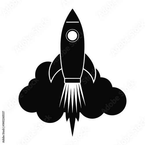Rocket thrust forming cloud icon on white background