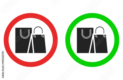 Isolated illustration shopping zone or no shopping sign